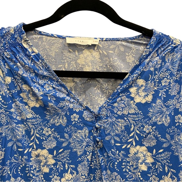 Pinkblush Blue Floral Paisley Button Front 3/4 Sleeve Maternity Top - Picture 10 of 13